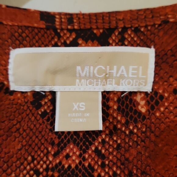 Michael kors michael michael kors xs top animal print snakeskin Orange silk - Picture 4 of 10